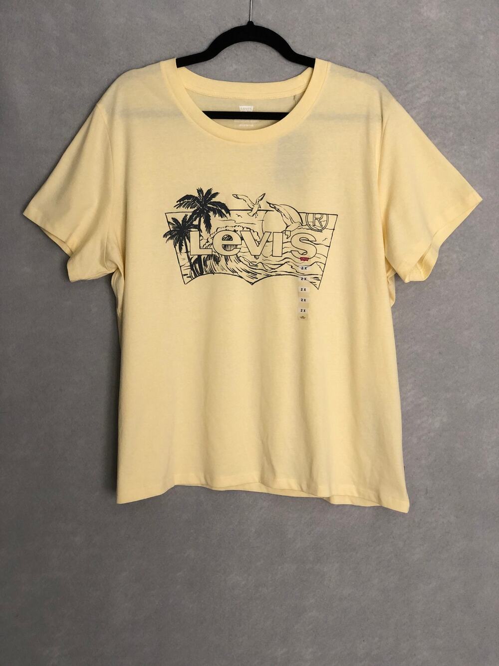 Levi's Crew Neck T-Shirt Short Sleeve Yellow Women's 2X NEW